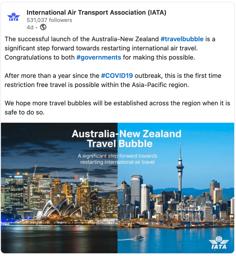 Australia/New Zealand has first travel bubble in Asia-Pacific region
